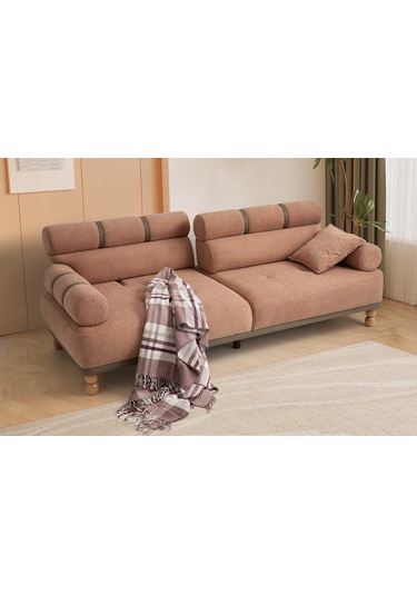 Dama Ahşap Ayaklı 3 Lü Pudra Kanepe Pudra