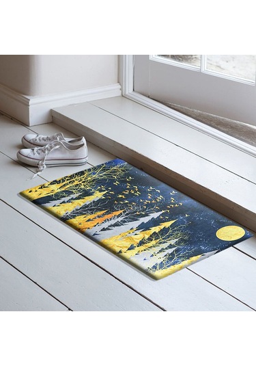 Gece Yarısı Baskılı Kaliteli Kauçuk Kapı Önü Paspası