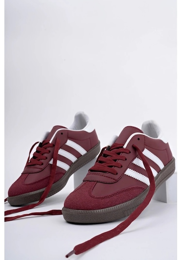 Muggo Jabbar Unisex Ortopedik Günlük Garantili Bağcıklı Yürüyüş Koşu Sneaker Spor Ayakkabı Bordo