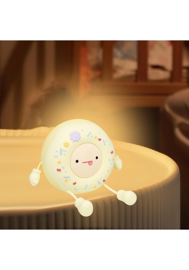 Suntek Silikon Donut Gece Lambası, Komik, Yumuşak, Yatak Odası Beyaz Çok Renkli
