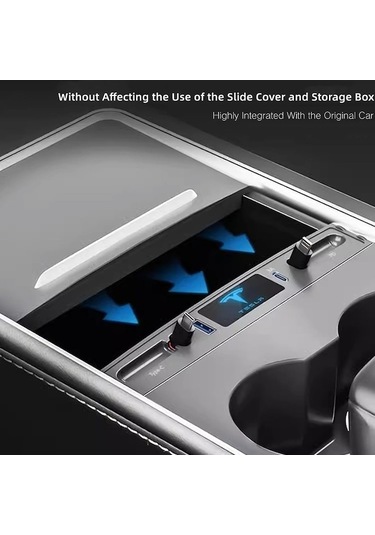 Maoyaya 2021-2023 Tesla Model 3/Y İçin Type C Ve Teleskopik , Merkezi Akıllı Hub Hızlı Şarj