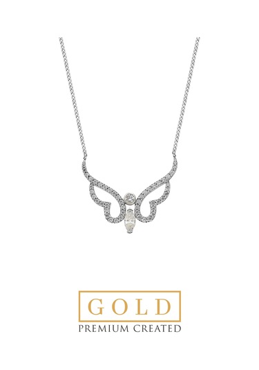 Beyaz Altın Sertifikalı Premium Created Taşlı Melek Kolye