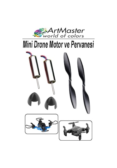 Mini Drone Motor Ve Pervanesi 2 Adet Dc Motor Yüksek Hızlı Çekirdeksiz Pervane Kanatı Helikopter Uçak Drone Deney Okul