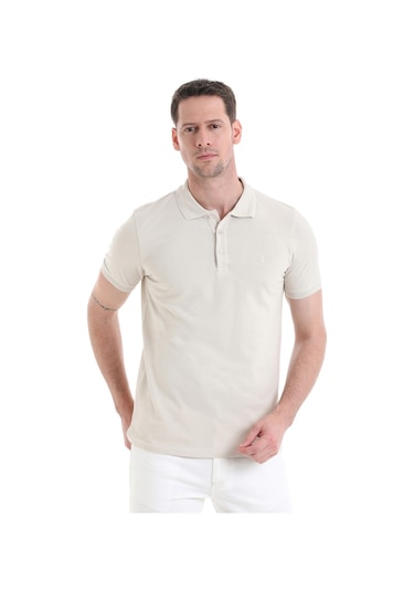 Hatemoğlu 3536etc22c02 Regular Fit Pamuk Polo Yaka Erkek Tişört Bej