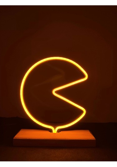 Pac-man Figürlü Turuncu Neon Gece Lambası Çok Renkli