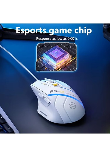 Inphic Pg1 Rgb Işık Yayan Bilgisayar Oyun Kablolu Faresi Beyaz Diğer