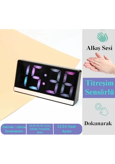Sr2205 Dijital Alarm Saatli Termometre - Rgb Rakamlar