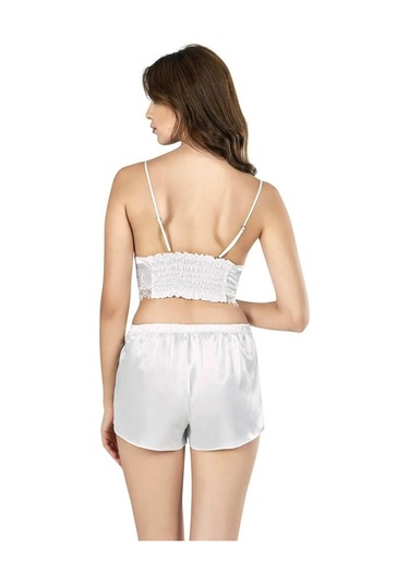 Ahu 7668 Saten Kısa 6lı Set - Ekru