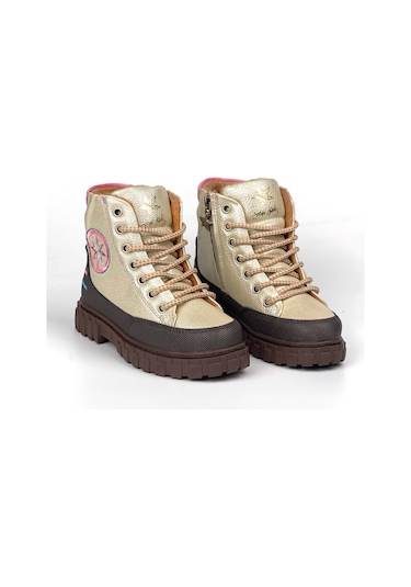 Kız Çocuk Krem Kahve İçi Kürklü Termo Taban Suya Soğuğa Dayanıklı Günlük Rahat Bot Krem