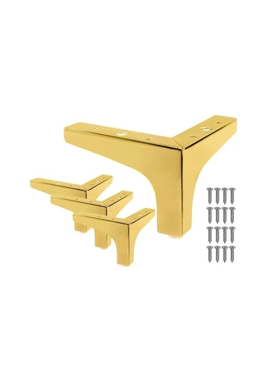 Nn-4'lü Altın Ayak Seti - 10 Cm Metal Üçgen Yatak Mobilya Ayakları Diğer