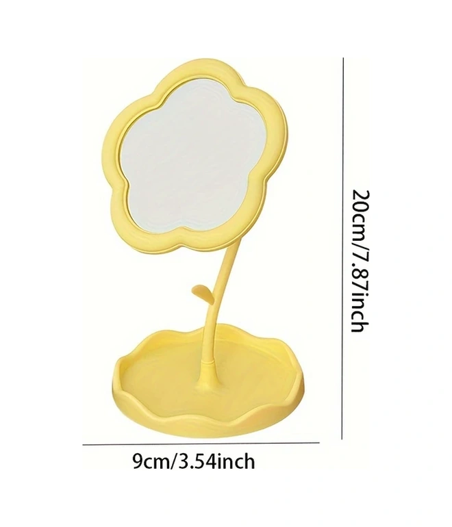 Chuangyinshop Beyaz Çiçekli Vantily Aynası - Taşınabilir, Döner, Mücevher Organizer Beyaz