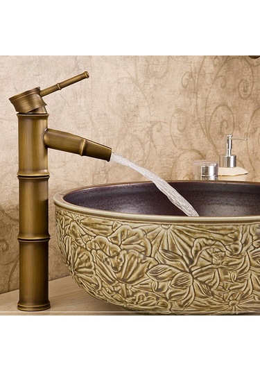 Dinosaurs F Fityle Pirinç Banyo Lavabo Bataryası - Bronz Altın