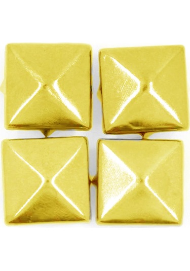 Süs Tırnaklı Altın Renk Çakma Kare Piramit 7 Mm 20 Adet Metal Trok