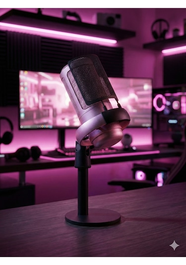 Nexora Rgb Usb Kondenser Masaüstü Mikrofon Karaoke Yayın Type-c Pembe
