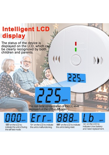 Kosona Karbon Monoksit Alarmı: Sesli Ve Işıklı Uyarı, Düşük Pil Bildirimi, 3 Adet, Kurulum Kolay, Taşınabilir