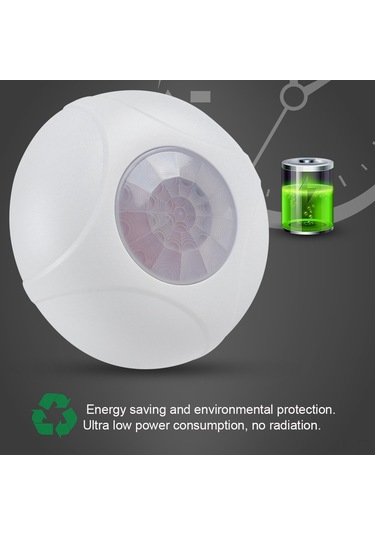 Geeroyoo Tavan Monteklı Kablolu Pasif Enfrared Hareket Algılayıcı, 360 Açılı 8m Mesafe, Hata Alarmı Engelleme, Güvenlik Alarm Sistemi Sensörü