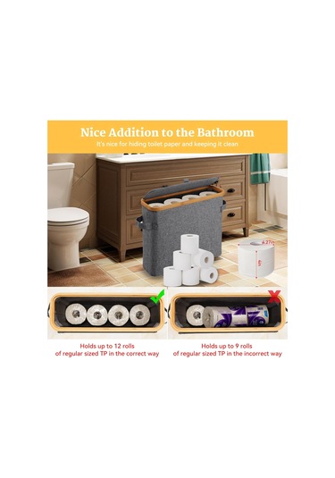 Tuvalet Kağıdı Kapalı Depolama Sepeti Bambu