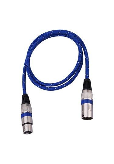 Lemestar Mikrofon Ses Kablosu: Xlr Erkekden Dişeye, 3 Pin Denge, Nilon Örgü, Dayanıklı Mavi, 1 Metre Amfi, Mikser, Sahne Ses