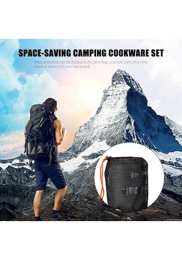 Pazly Kamp Mutfak Seti Alüminyum 2-3 Kişilik Katlanabilir Tencere Kase Isı Sağlama Çiftlik Piknik