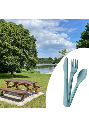 Kendiliğinden Kutulu Hijjenik Plastik Piknik Tipi Çatal Kaşık Bıçak Seti Çok Renkli