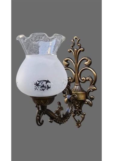 Tekli Elbe Aplik Eskitme Beyaz Camlı Kahverengi