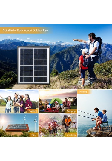 Mufunye 7w Taşınabilir Güneş Paneli - 6v 1.3a Çıkışlı, Ip65 Su Geçirmez, Usb/dc Bağlantılı, Kamp & Seyahat İçin