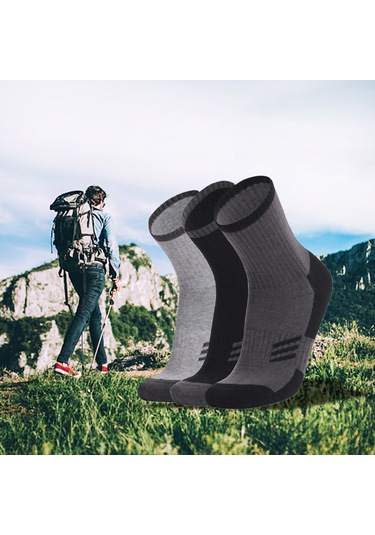 Folinda 3'lü Paket Yünlü Çorap - M 35-39 Numara - Hafif Gri - Yumuşak, Nefes Alır, Su Emici - Günlük Kullanım Ve Spor İçin Açık Gri