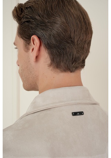 Comfort Fit Mono Yaka Kapaklı Cep Casual Taş Ceket C 699 Taş