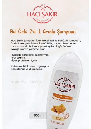 Hacı Şakir Nar 2si 1 Arada Şampuan 500 Ml, Ballı Şampuan 500 Ml Ve Rosıe