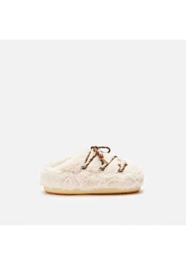 Terlik Kadın Diğer 80d1460250-l002 Moon Boot Mule Faux Fur Beads Cream Krem