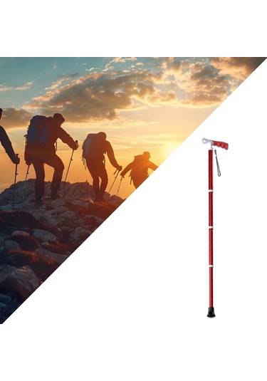 Suntek Trekking Direği Teleskopik 3 Eklemli Kırmızı Kırmızı
