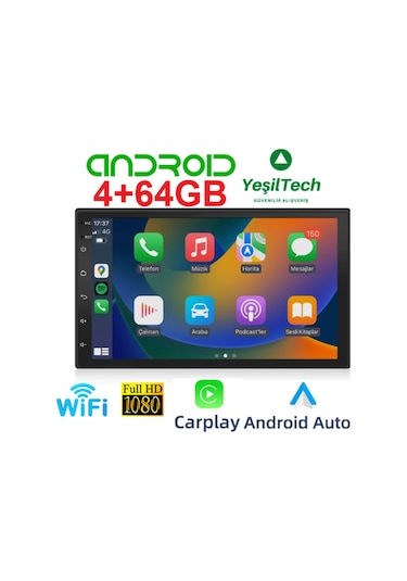 7 Inc Android Multimedya 4gb Ram 64gb Hafıza Hd Ips Ekran Double Teyp+ Ahd Park Kamerası  9"