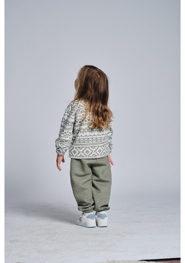 Etnik Desen Pantolon Kanguru Cep 2 Li Takım Haki