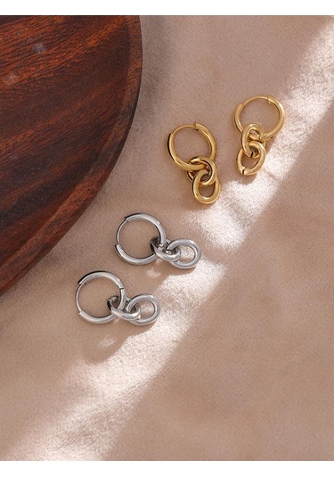 Gümüş Eetit Paslanmaz Çelik Yuvarlak Sıradışı Damla Küpe Kadınlar İçin Çok Renkli