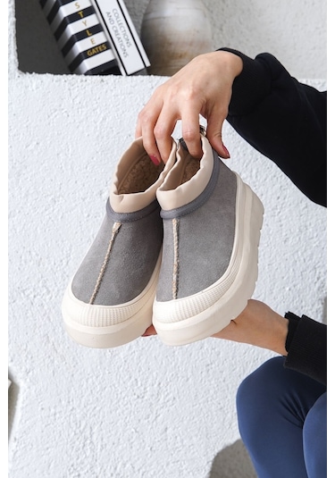 D436 Kadın Soğuk Geçirmez Kışlık Bot Füme