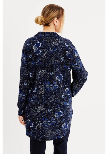 Uzun Kollu Gömlek Tunik-lacivert Lacivert