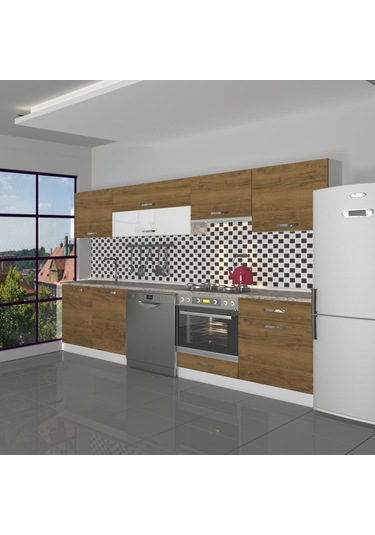 Decoraktiv Elite 280y Ank Mdf Hazır Mutfak Dolabı - Tezgah Dahil - Pera Meşe