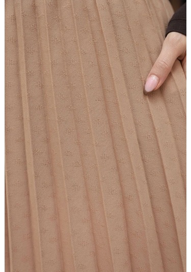 Lodmela Beli Lastikli Piliseli Etek 6018e-taba Taba