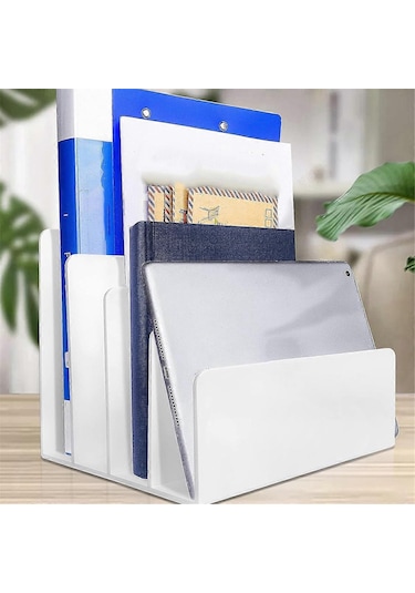 Ganzhoushop Masaüstü Dosya Düzenleyici, 4 Bölmeli Masa Depolama Ve Aksesuarlar Klasör Sıralama Makinesi Posta Kırtasiye Elektronik Beyaz