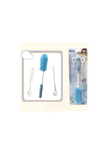 Flybuy Adet Yumuşak Bebek Biberon Ve Pipet Fırçası Temizleme Seti - Pembe/mavi