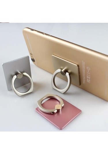 Kenpazar Telefon Tablet Tüm Modeler Selfie Yüzüğü 360 Derece Oynar Metal Siyah