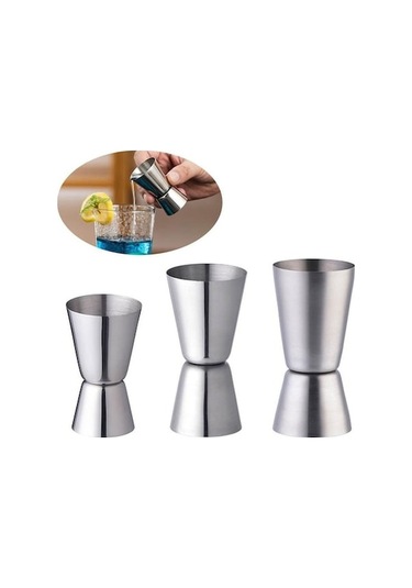 Ankatek Tasarım Paslanmaz Ölçü Kafalı Kabı Dostu Çift Çevre Çelik 50ml 25ml & Zc Gümüş Gümüş