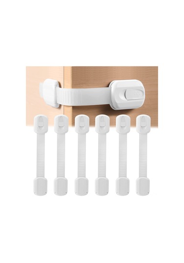 Gajeena Çocuk Güvenlik Çekmece Kilitleri, Plastik Abs, 230mm, 6 Adet, Çekmece Dolap Kapıları Buzdolabı Koruması Beyaz