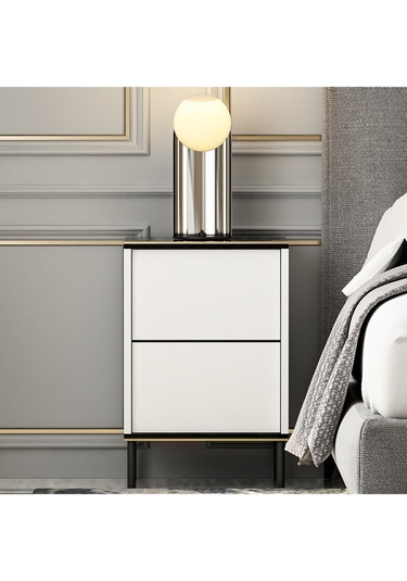 İmaj Komodin Traverten/gold - Beyaz Beyaz