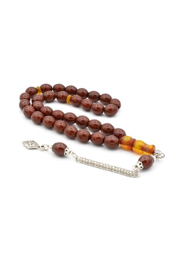 Murty99 Tilki Kuyruğu Kamçılı Beyzi Kesim İmamesi Tıraşlı Kahverengi Sıkma Kehribar Tesbih