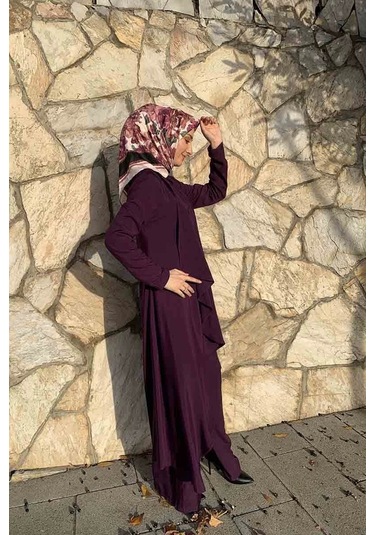 Moda Çizgi Tesettür Takım Mor