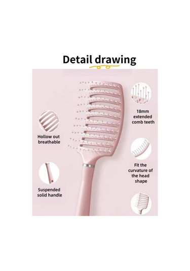 Pembe Profesyonel Kavisli Havalandırmalı Fırça, Hava Yastıklı Tarak, İçi Boş Tarak Masaj Tarakları, Kadınlar/erkekler İçin Hızlı Kuruyan Şekillendirici Masaj Saç Fırçası En Iyi Kalite Pembe
