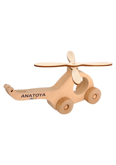 Ahşap İki Boyutlu Oyuncak Helikopter - Anatoya