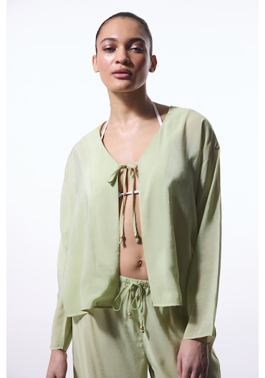 Penti Açık Yeşil Mindy Bağlama Detaylı V Yaka Oversize Kimono Lg13