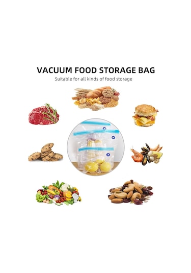 35pcs Vakumlu Gıda Saklama Torbası Yeniden Kullanılabilir Vakumlu Kapatma Torbaları 3 Boyutlu 1 El Pompası 4 Pişirme Klipsi